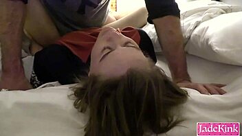 Submissive slut takes rough face slapping fuck