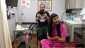 selena sativas first gyno exam fingering shaved pussy closeup