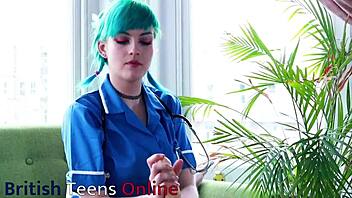 Blue Haired Nurse Strokes Your Cock In Hot Exam