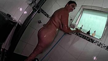 first-time actress mari muniz prepares backstage shower