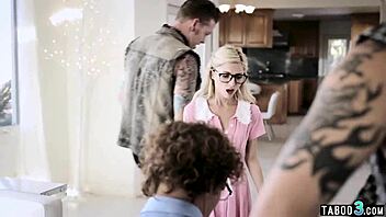 tiny teen offers virgin pussy to boyfriend in group orgy