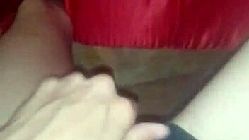 skinny brunette caresses wet pussy in shorts to squirting orgasm