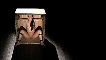 Master Binds Petite Slave in Wooden Box for Rough Deepthroat