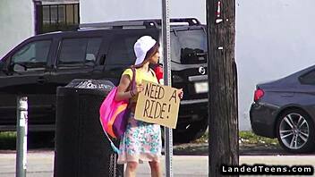 Teen hitchhiker begs for huge cock in outdoor pov fuck!