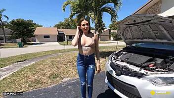 Kay Fucks Backyard Doggystyle for Car Fix