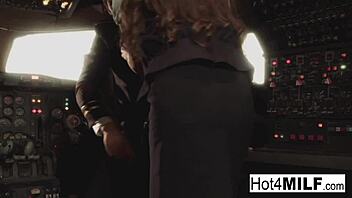 Hey busty flight attendant milf, shove that cock deep in my fake tits cockpit pussy