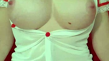 pretty blonde in see through dress bounces huge fake tits closeup