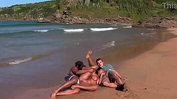 Brazilian Beach Slut Stuffed in All Holes by Tourists