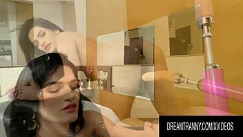 fit tranny carolina martins cums hard on machine 💦😩