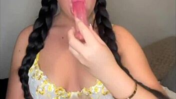 horny british coed squirts hard in solo toy masturbation webcam
