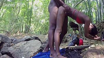 forest sex with muscular bodybuilder dominates skinny legs part 2