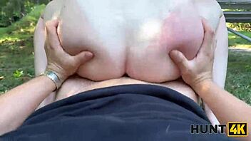 redhead whore flashes natural tits cheating publicly on street pickup