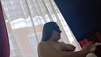 exhibitionist maid shows huge pussy and ass for cash