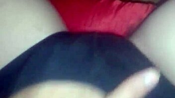 skinny brunette caresses wet pussy in shorts to squirting orgasm