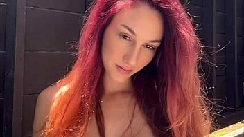 artemisia love teases with juicy tits bouncing outdoors