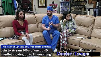dr tampa tests nurse solana's shaved pussy backstage 😷🍑🔬