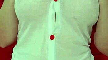pretty blonde in see through dress bounces huge fake tits closeup