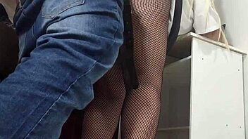 blonde secretary in miniskirt bends over for boss doggystyle pounding