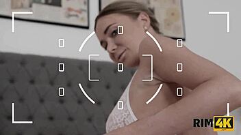 Blonde Poses Then Devours Ass in Rimjob