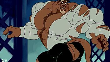 beast bodybuilder cock grows massive furry