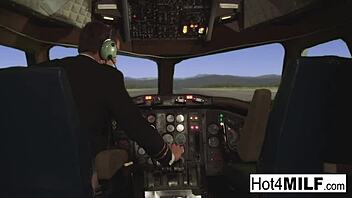 Hey busty flight attendant milf, shove that cock deep in my fake tits cockpit pussy