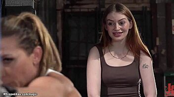 dominant milf boxer binds pale manager for kinky anal assfucking whipping and toys