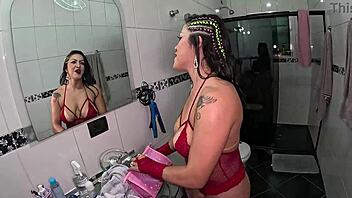 three brazilian brunettes bath, makeup, then wild wet pussy suruba