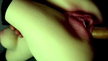 Fucking this moaning fuck doll missionary style with huge cock rough!