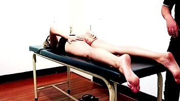 horny waxing client begs waxer for desk pussy licking sex