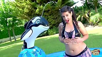 Sexy Latina's Big Ass And Tits Pounded Outdoors Poolside Roughly