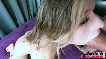 blonde spreads big pussy lips for rough gaping cock insertion pov