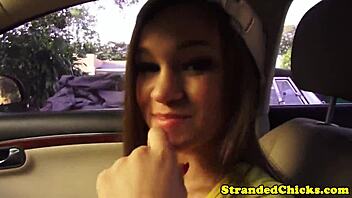 amateur hitchhiker teen picks up car ride