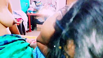 Indian Threesome Dirty Blowjob with Big Natural Tits Teasing Talks