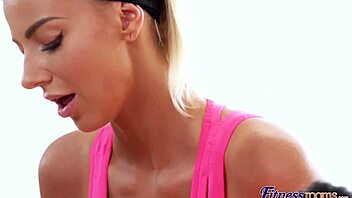 Blonde Milf's Big Tits Seduce Gym Lesbian Licking