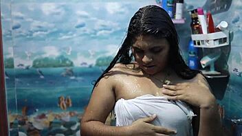 horny desi housewife licks cock in steamy shower foreplay