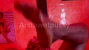 Juicy ebony babe soaks bed with squirting pussy after clothes-ripping outdoor toy play