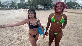 Met two beach hotties in Copacabana and invited for wild interracial fun