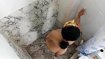 hot shower mature latina big pussy massages fucks stepson fiercely homemade
