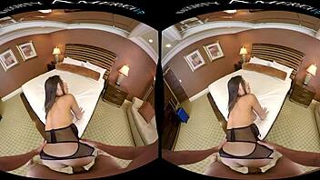 Naughty America VR big natural tits babe hotel lingerie POV monster cock