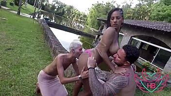 morena takes two cocks bareback outdoors 🔥🍑💦