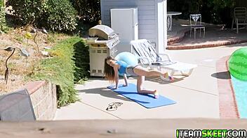 Brad Newman Stretches Lily Glee's Flexible Fitness Body with Cock