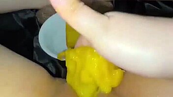 kinky arabian snowwhite's extreme food fetish pussy masturbation drip