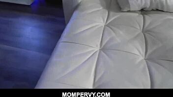 huge tits milf gives perv blowjob on family couch pov