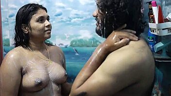 horny desi housewife licks cock in steamy shower foreplay