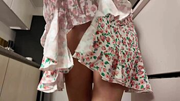 Curvy milf miniskirt kitchen creampie huge cock doggystyle