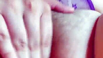 latina in purple lingerie fingers wet pussy close-up non-stop moaning