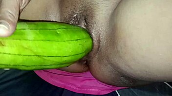 Shaved Pussy Stuffed with Fruits to Multiple Orgasms