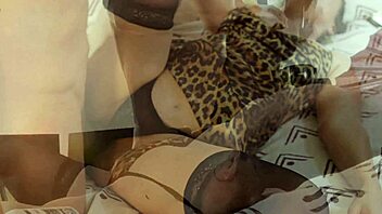 French amateur pounds pussy rough in lingerie, stockings, and homemade doggystyle