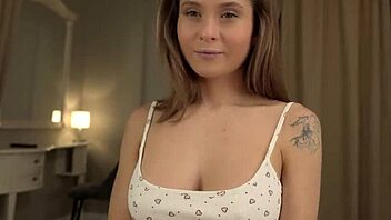 Busty nerdy teen begs for homework help then takes pov cock deep
