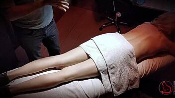third time paying masseuse for cheating wife's oiled fuck session